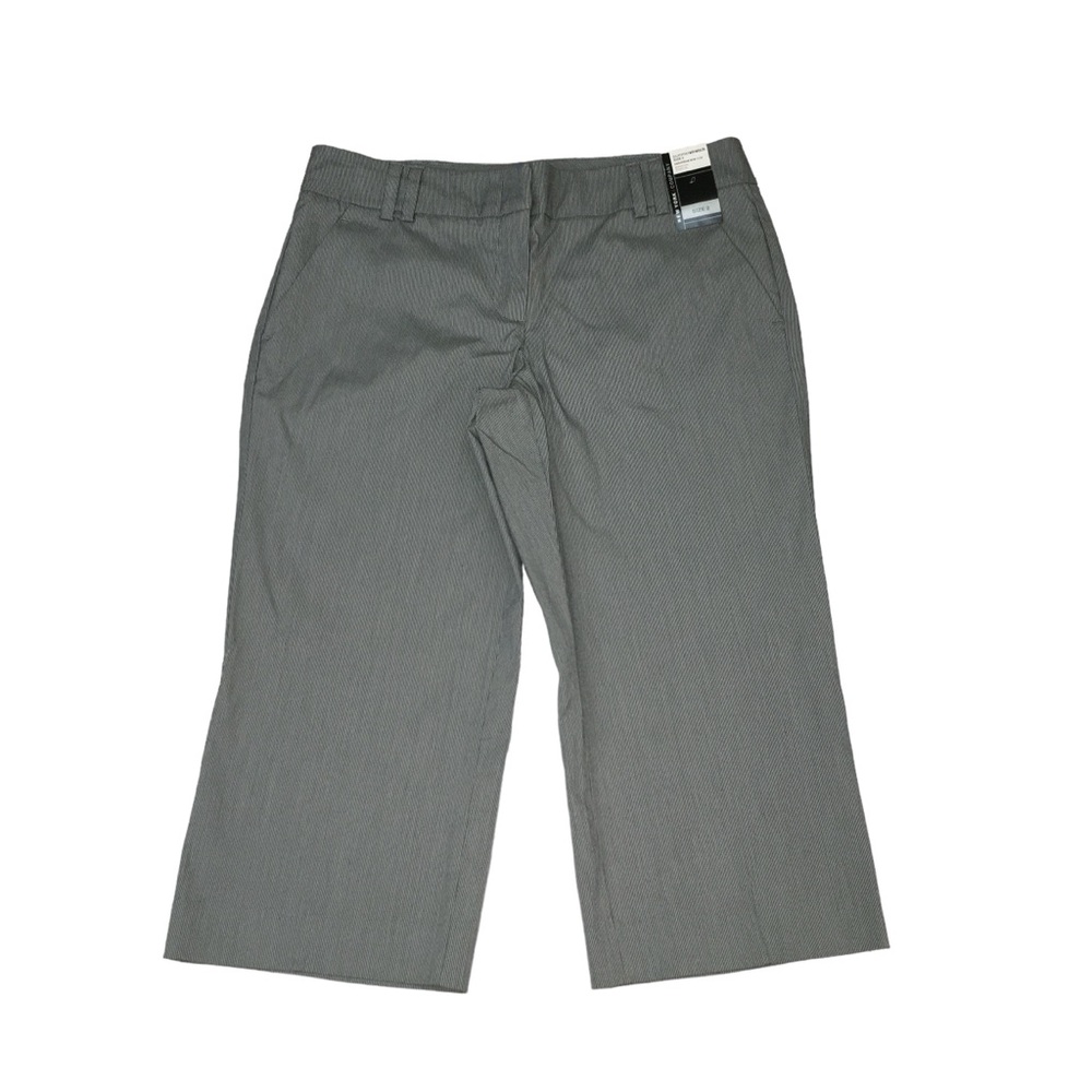 NY & Co (29x17.5) Cropped Gray Striped Midtown Rise Stretch Pants Women’s 2 NWT
